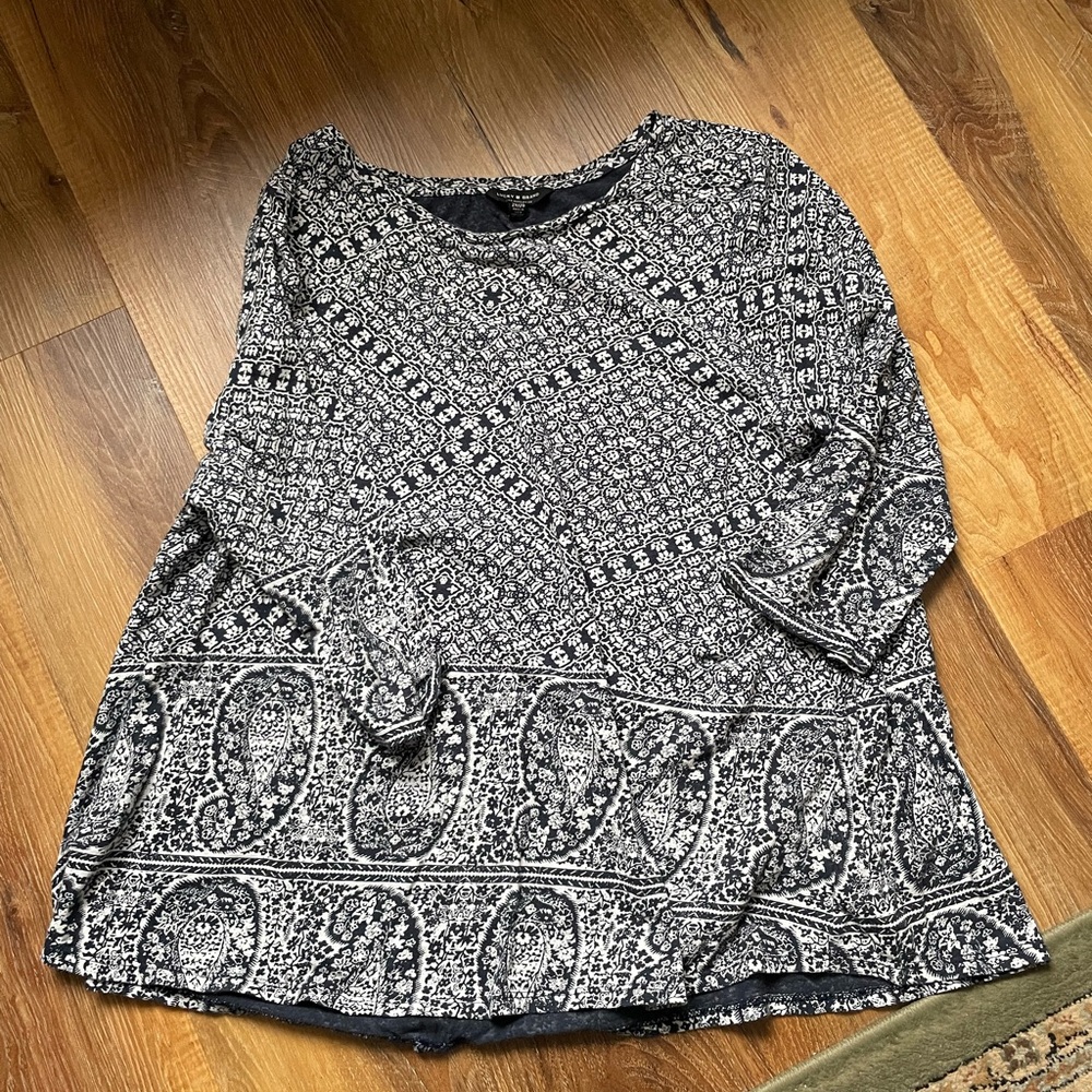 Lucky Brand Navy and White Patterned Tunic